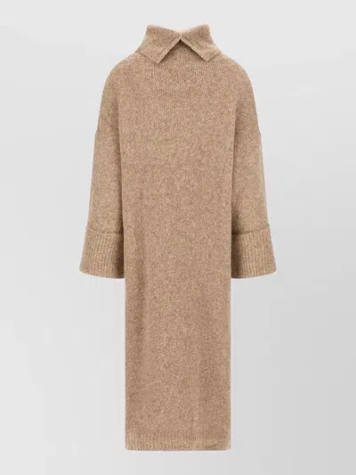 Entire Studios Manhattan Knit Dress Dropped Shoulders Collar In Brown