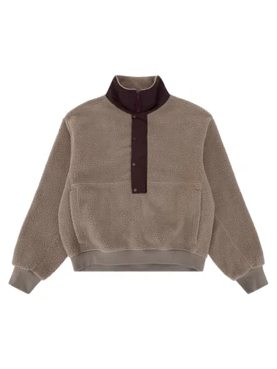 Entire Studios Half Zip Fleece Jacket In Brown