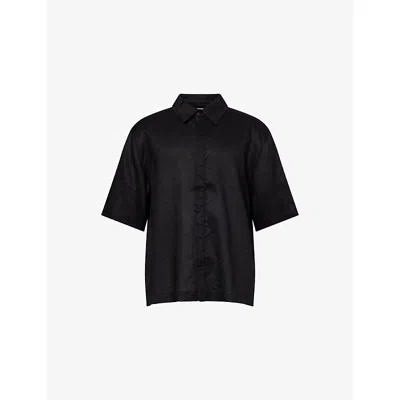 Entire Studios Mens  Ojai Short-sleeve Linen Shirt In Black