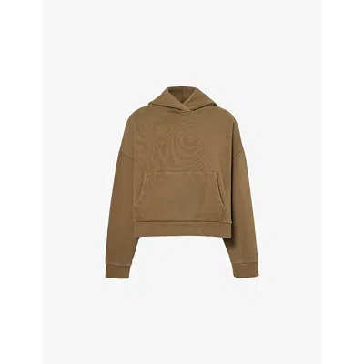 Entire Studios Mens Dropped-shoulder Faded-wash Cotton-jersey Hoody Military