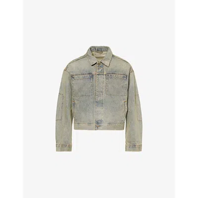 Entire Studios Mens Surface Wave Gem Two-patch-pockets Relaxed-fit Denim Jacket