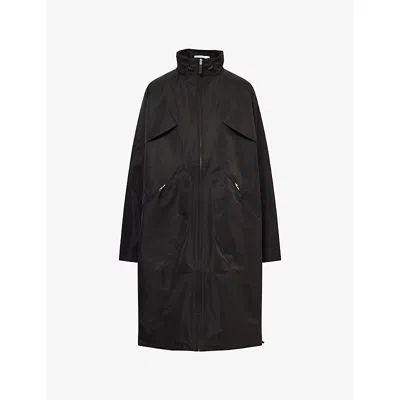 Entire Studios Mens Black Mock-neck Woven Rain Coat
