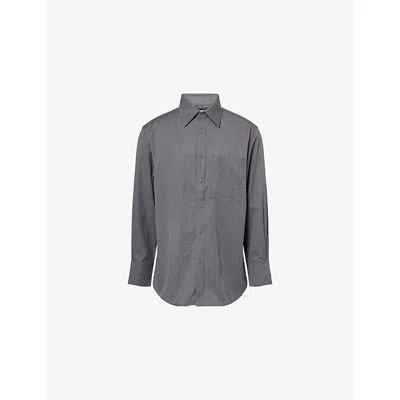 Entire Studios Mens Graphite Classic Long-sleeve Wool Shirt In Gray