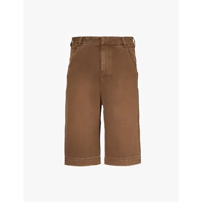 Entire Studios Brown D Denim Shorts In Military Stone