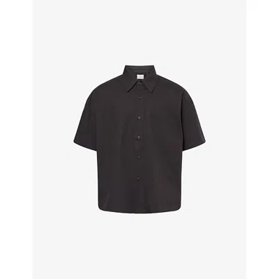 Entire Studios Mens Black Pointed-collar Short-sleeve Cotton Shirt