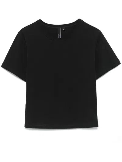 Entire Studios Short Sleeve Cropped Crew Neck Top In Black