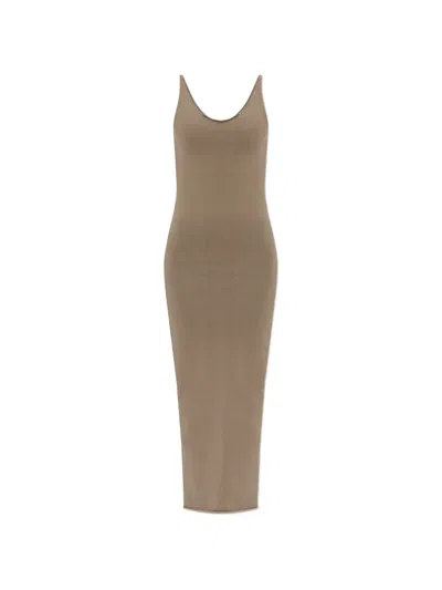 Entire Studios Midi Ribbed Dress In Brown
