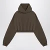 Entire Studios Cropped Hooded Sweatshirt With Ribbed Cuffs And Hem In Green
