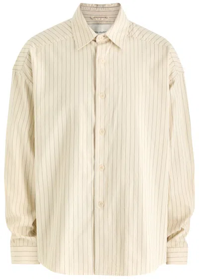 Entire Studios Miller Stripe-embroidered Cotton Shirt In Off White