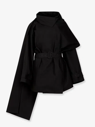 Entire Studios Mini Scarf Cotton Coat In Black