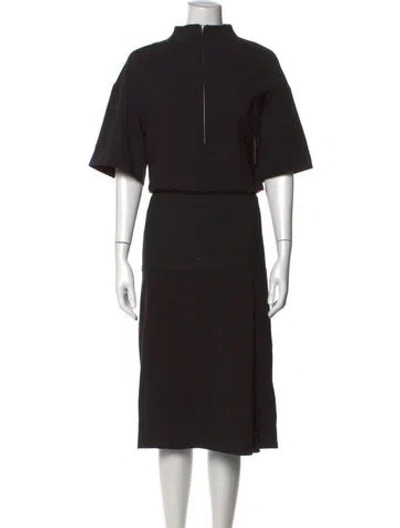 Pre-owned Entire Studios Mock Neck Midi Length Dress In Black