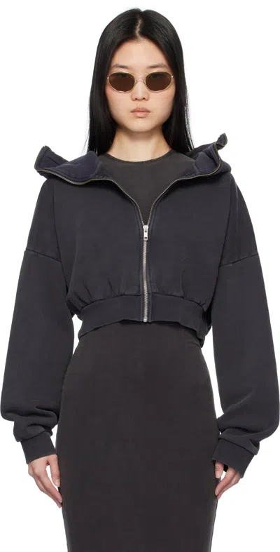 Entire Studios Navy Cropped Full Zip Hoodie In Ink