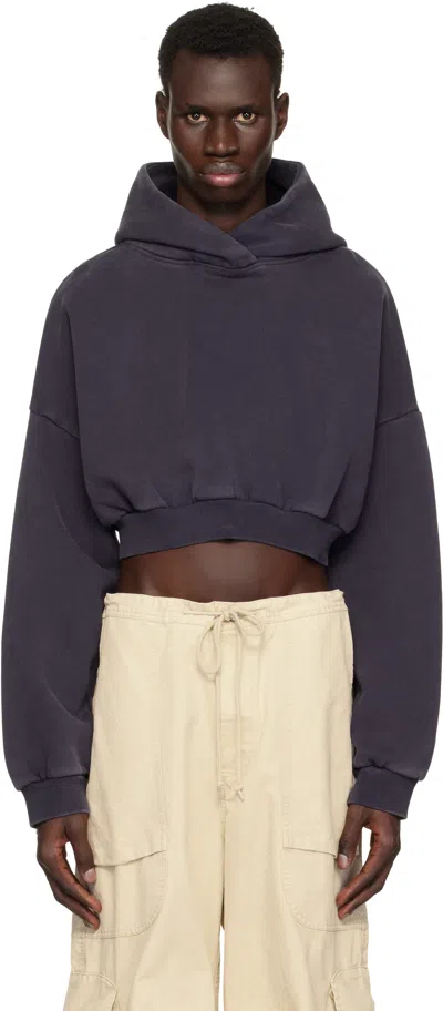 Entire Studios Navy Cropped Heavy Hoodie In Ink