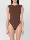 Entire Studios Nylon Blend Bodysuit High-cut Leg In Brown