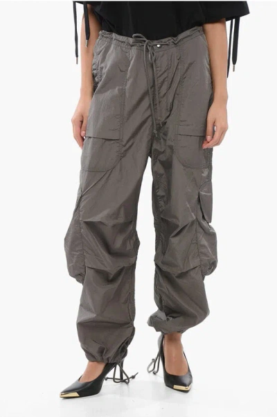 Entire Studios Nylon Freight Cargo Pants With Drawstring Waist In Gray