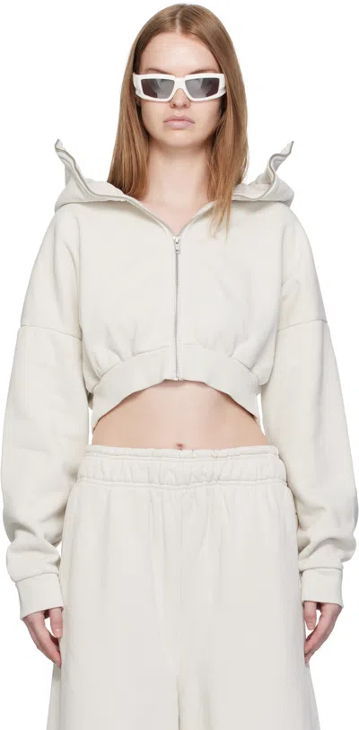 Entire Studios Off-white Cropped Full Zip Hoodie