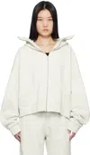 Entire Studios Washed Cotton Full-zip Hoodie In Rice