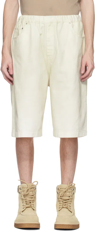 Entire Studios Off-white Spar Denim Shorts In Bone