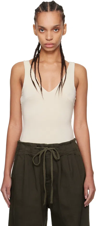 Entire Studios Off-white V-neck Bodysuit In Creamer