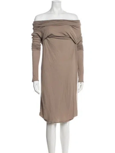 Pre-owned Entire Studios Off-the-shoulder Knee-length Dress In Neutrals