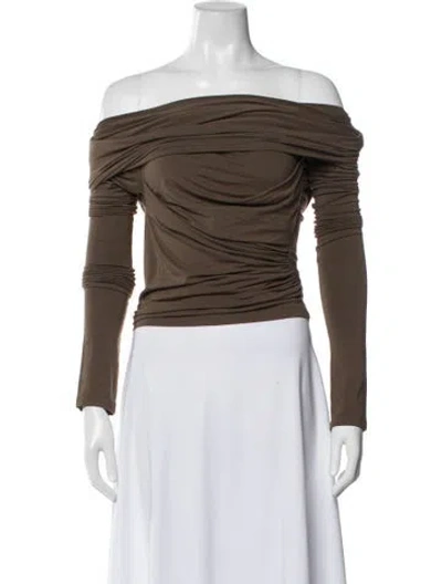 Pre-owned Entire Studios Off-the-shoulder Long Sleeve Top In Brown
