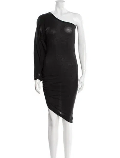 Pre-owned Entire Studios One-shoulder Knee-length Dress In Black