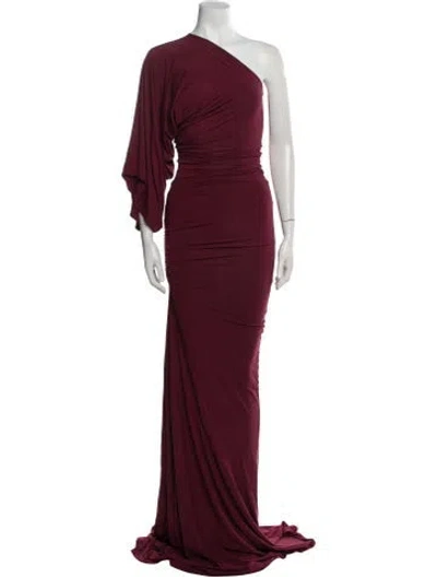 Pre-owned Entire Studios One-shoulder Long Dress In Burgundy