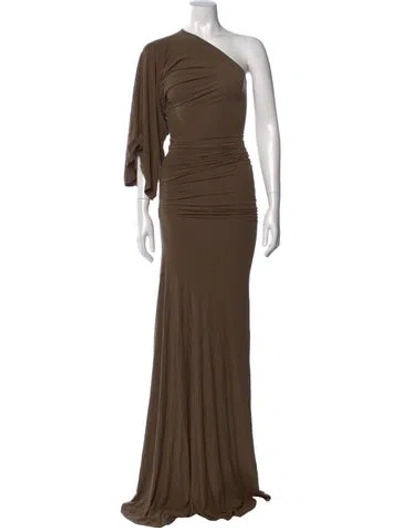 Pre-owned Entire Studios One-shoulder Long Dress In Green