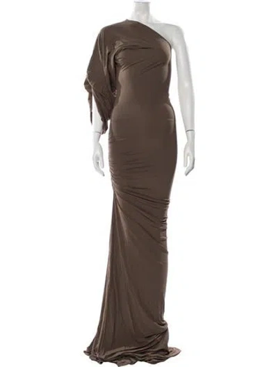 Pre-owned Entire Studios One-shoulder Long Dress W/ Tags In Brown