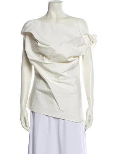 Pre-owned Entire Studios One-shoulder Short Sleeve Blouse In Neutral