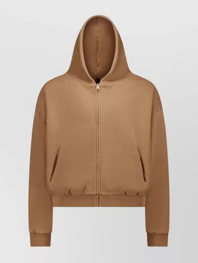 Entire Studios Organic Cotton Hooded Jersey Sweatshirt With Pockets In Brown