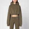 Entire Studios Brown Cropped Full Zip Hoodie In Green