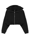Entire Studios Black Cropped Full Zip Hoodie In Black