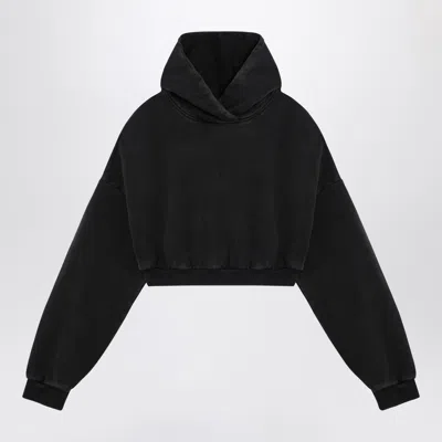 Entire Studios Organic Cotton Washed Black Cropped Sweatshirt