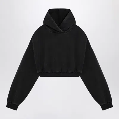 Entire Studios Organic Cotton Washed Black Cropped Sweatshirt
