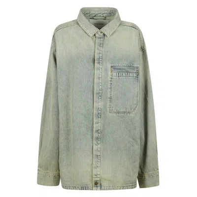 Entire Studios Oversized Denim Shirt In Green