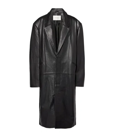 Entire Studios Oversized Leather Coat In Black