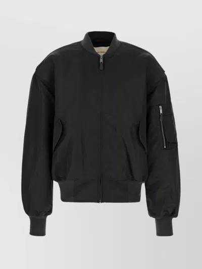 Entire Studios Padded Bomber Jacket With Ribbed Cuffs And Pockets In Black