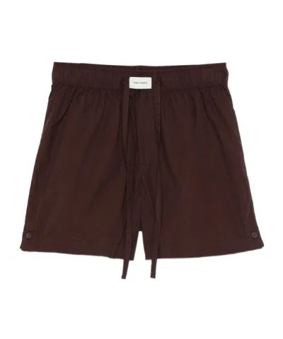 Entire Studios Pajama Drawstring Shorts In Brown