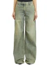 Entire Studios Pantalone In Denim Dem Surface Wave In Green