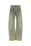 Entire Studios Pantalone In Denim Dem Surface Wave In Green