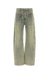 Entire Studios Pantalone In Denim Dem Surface Wave In Green