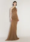 Entire Studios Draped One-shoulder Jersey Gown In Sand