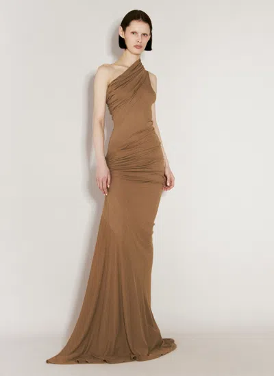 Entire Studios Draped One-shoulder Jersey Gown In Sand