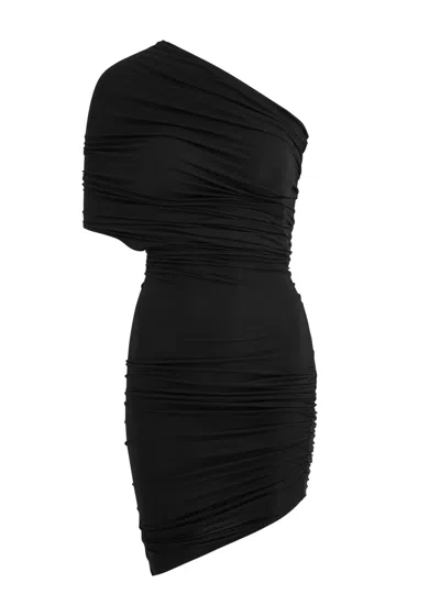 Entire Studios Pillar Ruched Stretch-jersey Mini Dress In Black