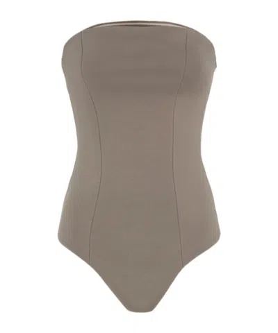 Entire Studios Pipette Strapless Bodysuit In Brown