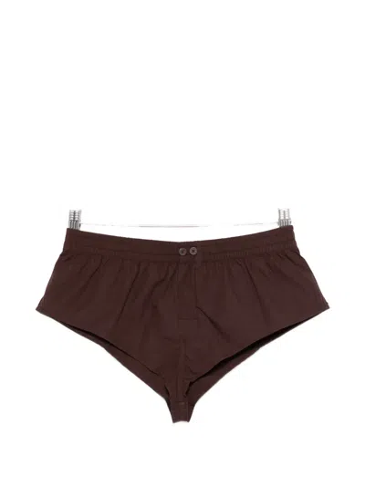 Entire Studios Pixie Buttoned Mini Shorts In Brown