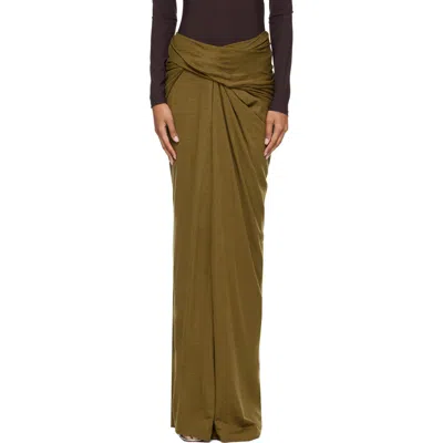 Entire Studios Pleated Slit Skirt In Green