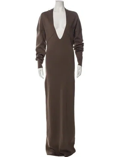 Pre-owned Entire Studios Plunge Neckline Long Dress W/ Tags In Brown