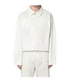 Entire Studios Collared Neck Denim Jacket Side Pockets In White